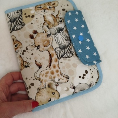 Porta documentos | bolsa boletins | Porta boletins | baby safari com verde menta estrelas