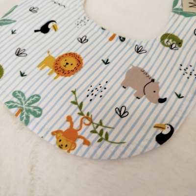 Babete zoo riscas azuis | impermeável