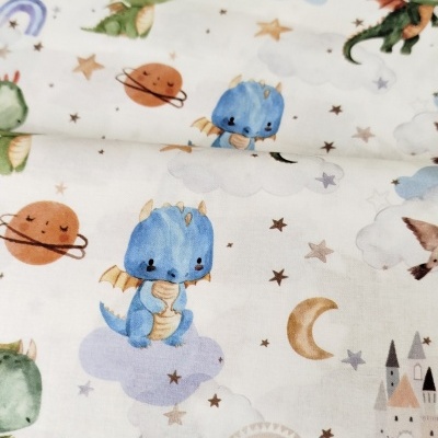 Tecido dragões, fundo branco