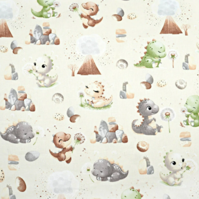 Tecido baby dino fundo areia