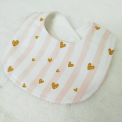 babete corações e riscas rosa | impermeável