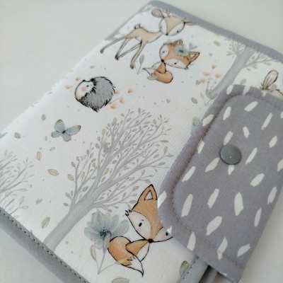 Porta documentos | bolsa boletins | Porta boletins | Floresta encantada com cinza traços