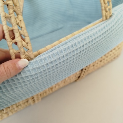 Forra para alcofa | alcofa de verga | berço bebé | waffle azul