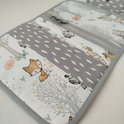 Porta documentos | bolsa boletins | Porta boletins | Floresta encantada com cinza traços