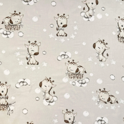 Tecido girafinhas fundo bege/areia