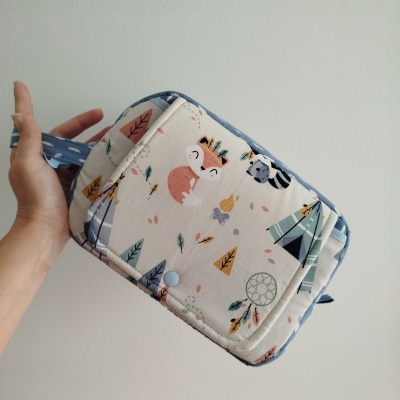 babybu | bolsa higiene bebé | bolsa para fraldas | boho com azul traços