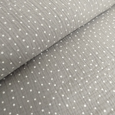 Musselina cinzenta com pintinhas brancas