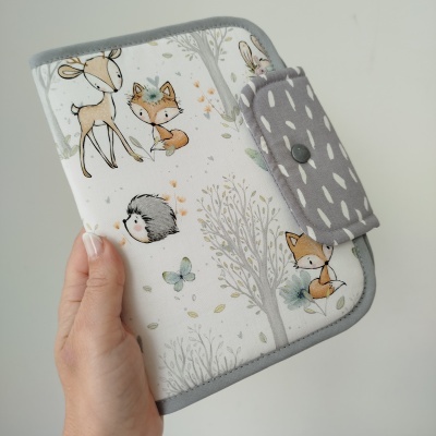 Porta documentos | bolsa boletins | Porta boletins | Floresta encantada com cinza traços