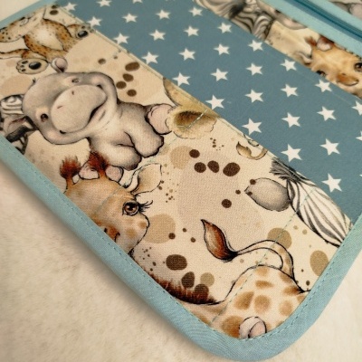 Porta documentos | bolsa boletins | Porta boletins | baby safari com verde menta estrelas