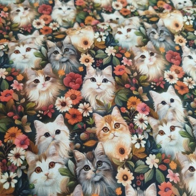 Tecido efeito 3D gatos