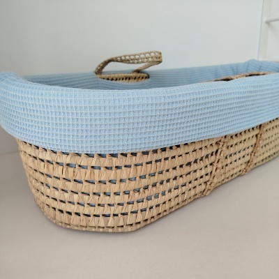 Forra para alcofa | alcofa de verga | berço bebé | waffle azul