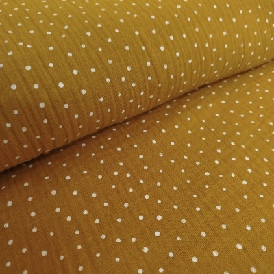 Musselina mostarda com pintinhas