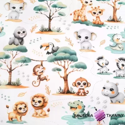 Tecido polo baby savana/fundo branco