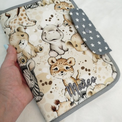 Porta documentos personalizado | Coleção baby safari | bolsa para boletins de saúde