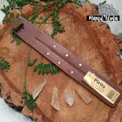 Porta incenso de madeira com cristal energético