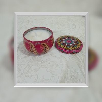 Vela de soja em caixa de metal Mandala do sucesso