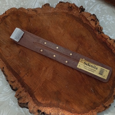 Porta incenso de madeira com cristal energético