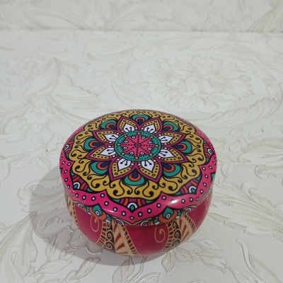 Vela de soja em caixa de metal Mandala do sucesso