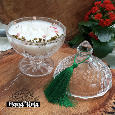 Vela de cera de soja em taça com tampa Deusa de Gaia