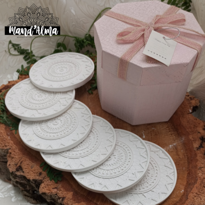 Conjunto de bases para copos Mandala em cerâmica