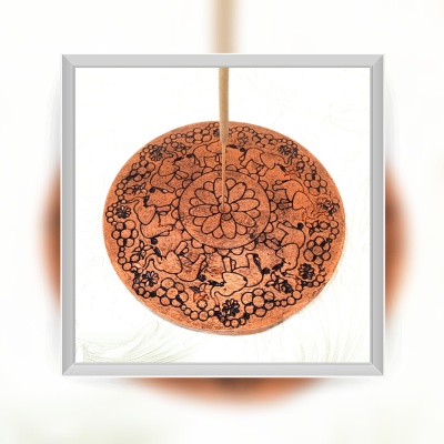 Queimador de incenso Mandala pintado á mão