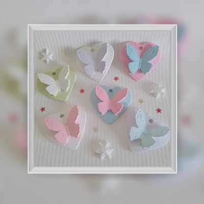 Coração borboleta em cerâmica perfumada