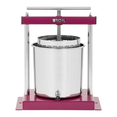 Prensa metálica rosa com copo de aço inox para queijo e torneira