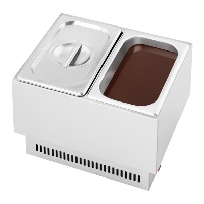 Bain-marie elétrico em aço inoxidável com duas cavidades e tampa