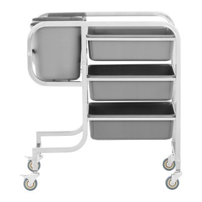 Carro de serviço - 3 prateleiras - 2 recipientes - 100 kg