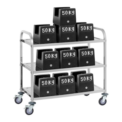 Carrinho metálico com pesos quadrados pretos 50 KG