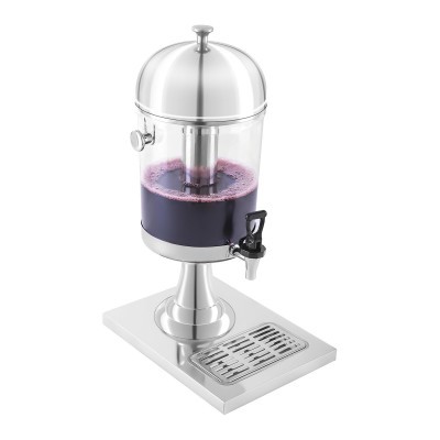 Dispensador de bebidas metálico com reservatório transparente e torneira