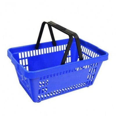 Cesto de compras azul com alças pretas