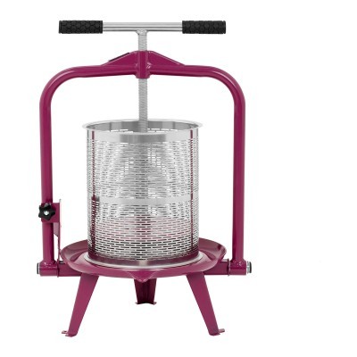 Prensa manual metálica roxa com cilindro perfurado e alça cromada