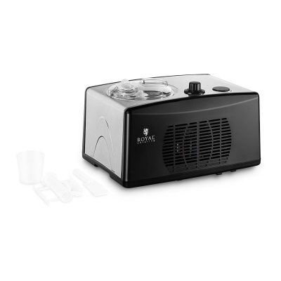 Máquina de gelados Royal preta com acessórios transparentes
