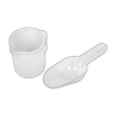Pá e copo de medição para pipocas