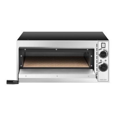 Forno elétrico de bancada inox com porta de vidro e comandos