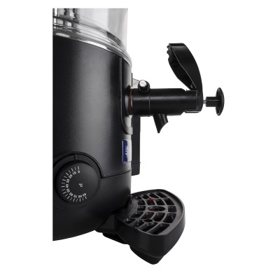 Dispensador de bebidas preto com controlo de temperatura e torneira de alavanca