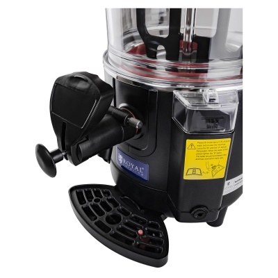 Dispensador de bebida preto e transparente com alavanca e suporte de gelo