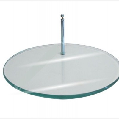 Prato giratório de vidro com haste metálica