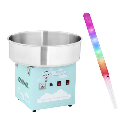 Conjunto Máquina para algodão-doce - 52 cm - turquesa + pauzinhos iluminados de LED 50 unidades - P 10