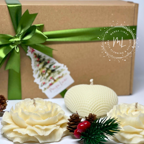 Caixa Oferta com 3 Velas Aromáticas – Aroma Exclusivo Manga Limão Party Planning & Tentação de Inverno | Edição Limitada