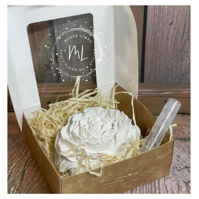 Flor Peónia em Gesso Perfumado com Fragrância Recarregável | Ambientador Decorativo Elegante