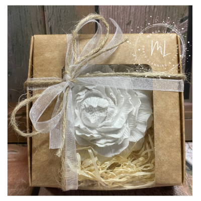 Flor Peónia em Gesso Perfumado com Fragrância Recarregável | Ambientador Decorativo Elegante