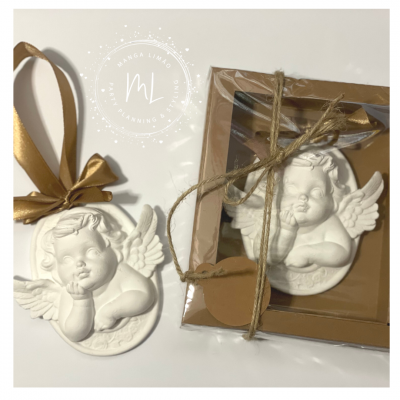 Medalha anjo em gesso perfumado