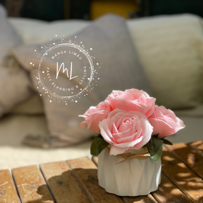 Pote com Rosas de Sabão