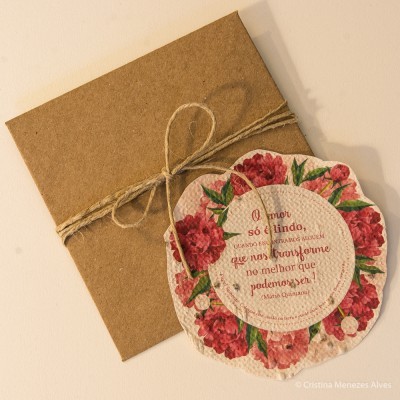 Postal Florido em Papel Vivo