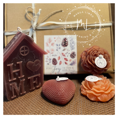 Pack 4 velas em caixa oferta Castanho e Castanho claro