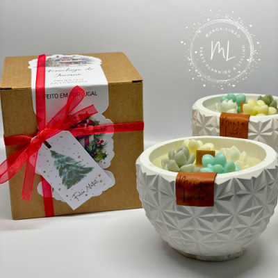 Vaso com Velas em Tons Pastel - Aroma único Aconchego de Inverno