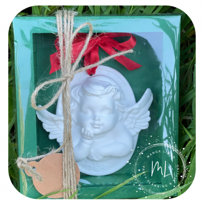 Medalha anjo em gesso perfumado