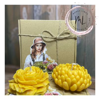 Velas Artesanais em Forma de Flor com Aroma de Limão - Exclusivas e Personalizáveis